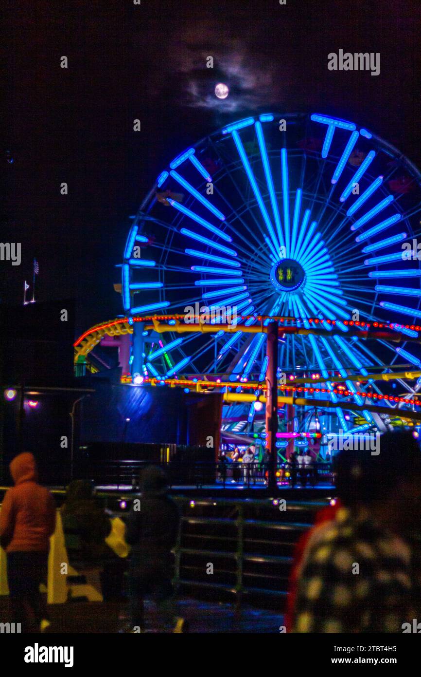 Pacific Park at Santa Monica Pier, Santa Monica, California, with the ...