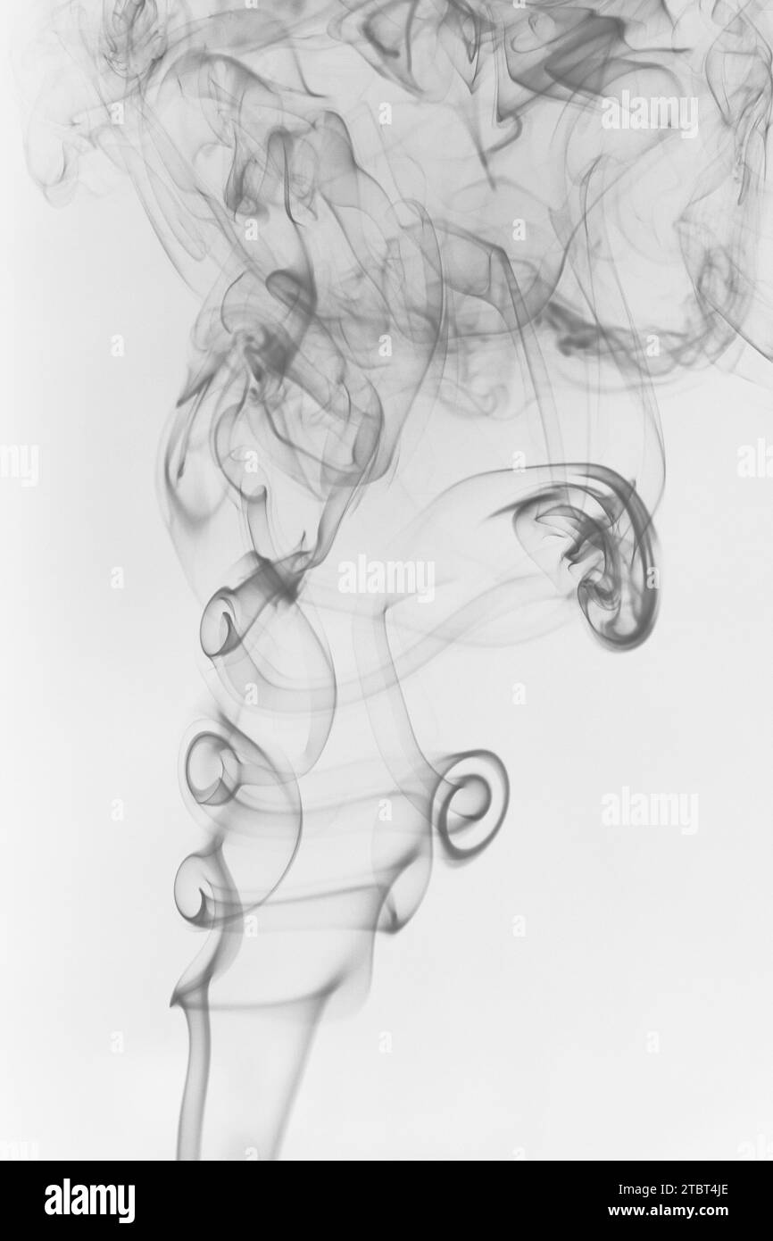 Ethereal Smoke Dance in Monochrome Simplicity Stock Photo