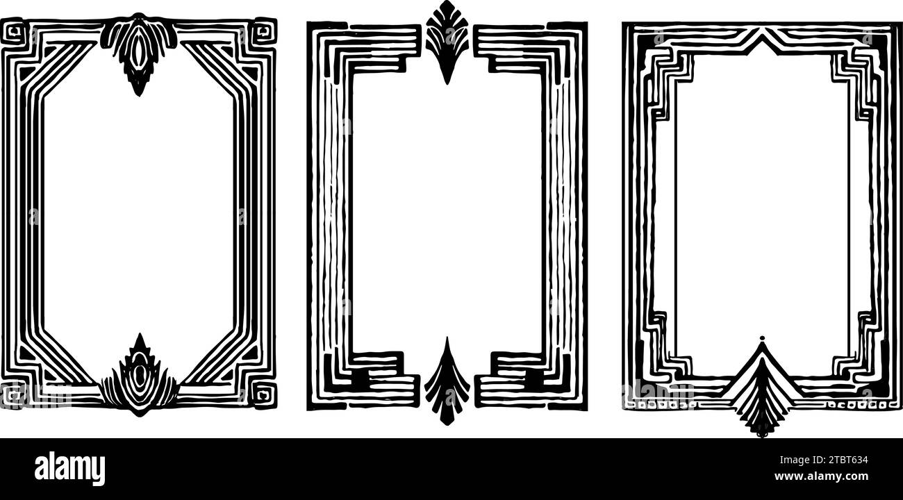 Set of three art deco style borders, frames Stock Vector Image & Art