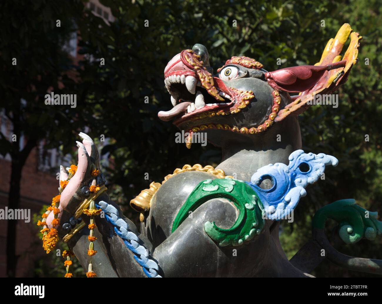 Nepal, Patan, Uku Bahal, mythic beast, metalwork Stock Photo - Alamy
