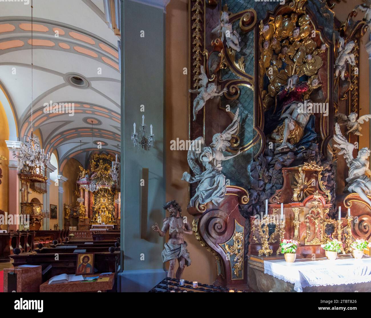 Gutenstein, pilgramage church Mariahilfberg, nave in Vienna Alps, Lower Austria, Austria Stock Photo