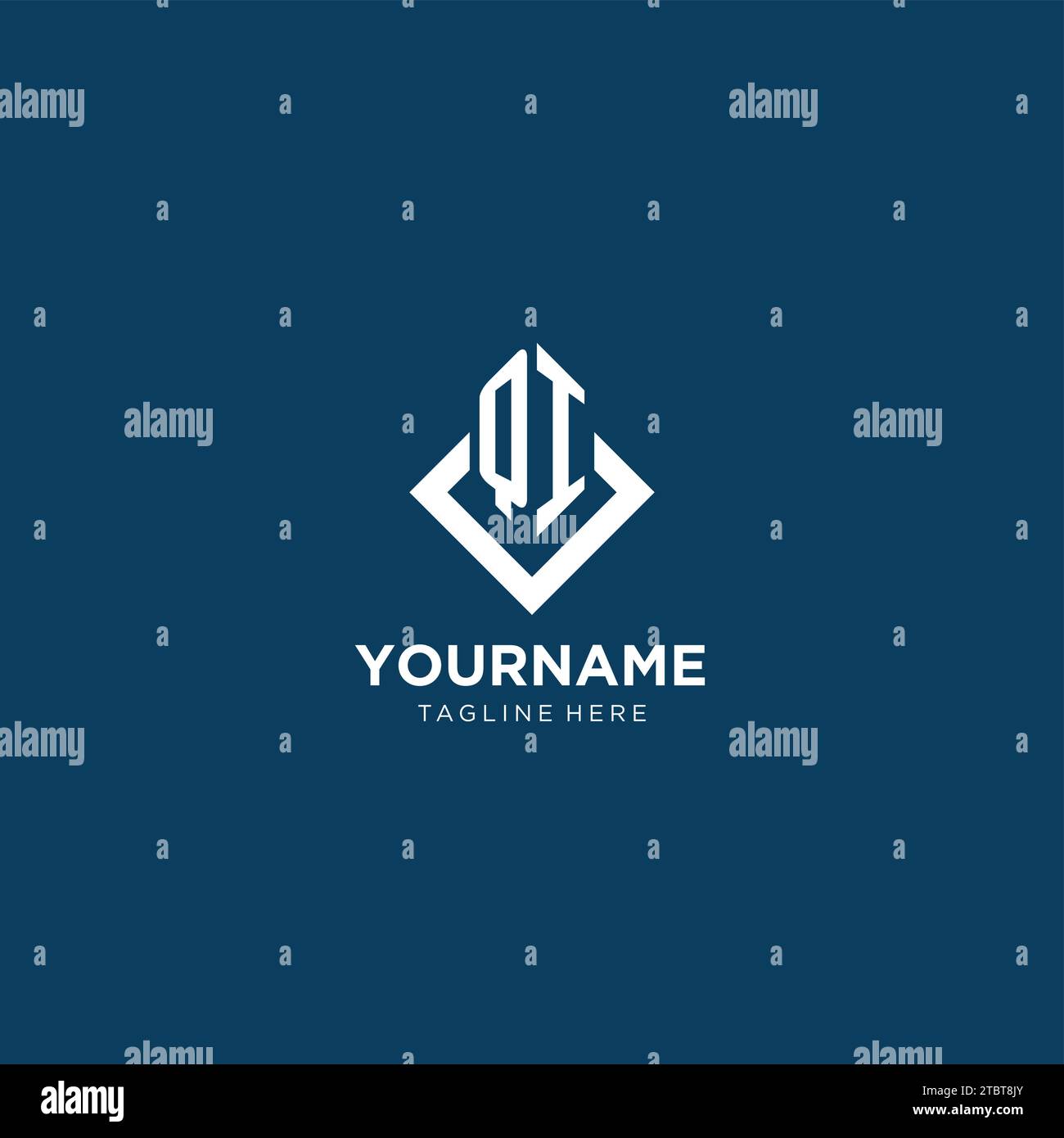 Initial QI logo square rhombus with lines, modern and elegant logo ...