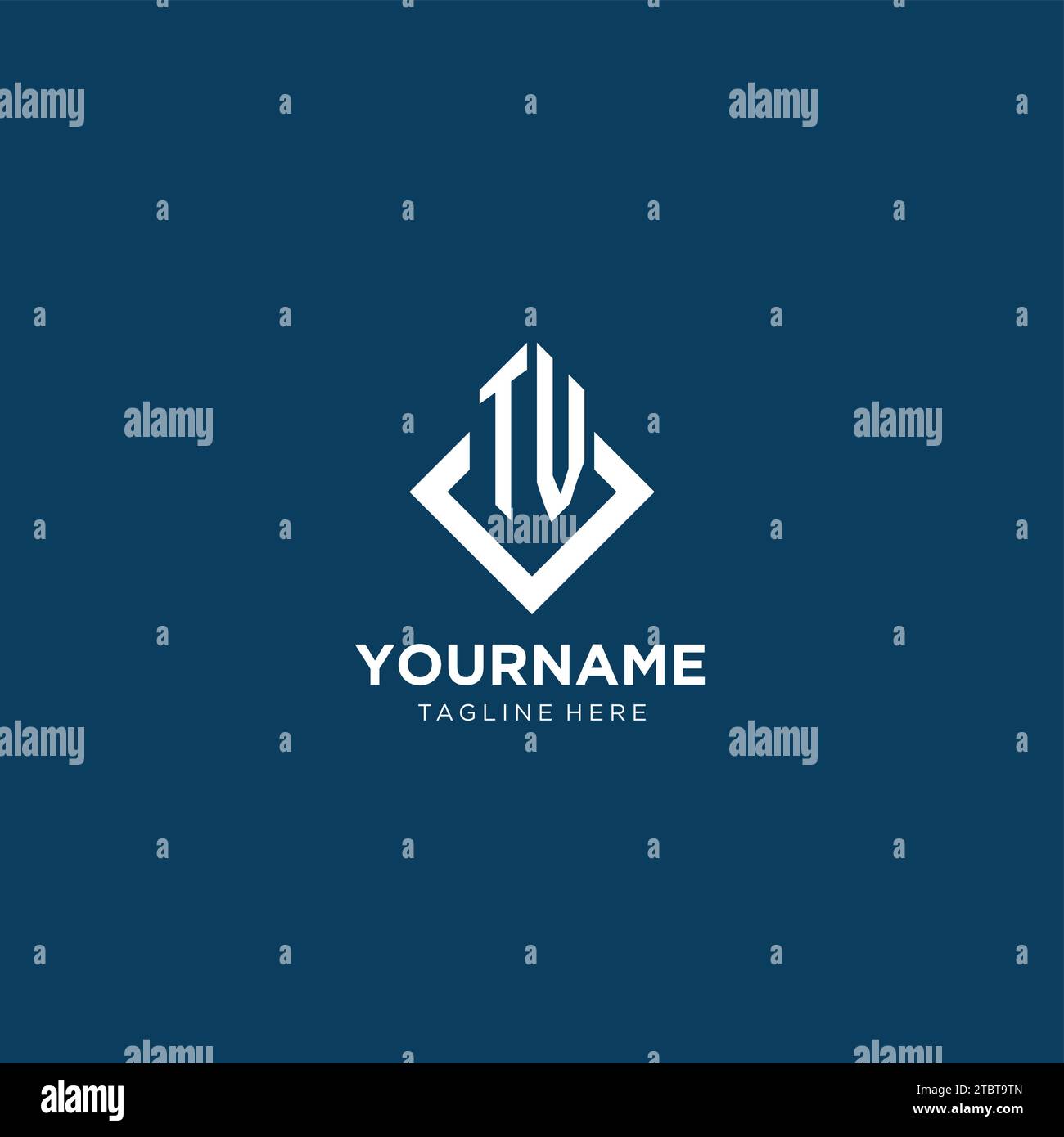 Initial TV logo square rhombus with lines, modern and elegant logo ...