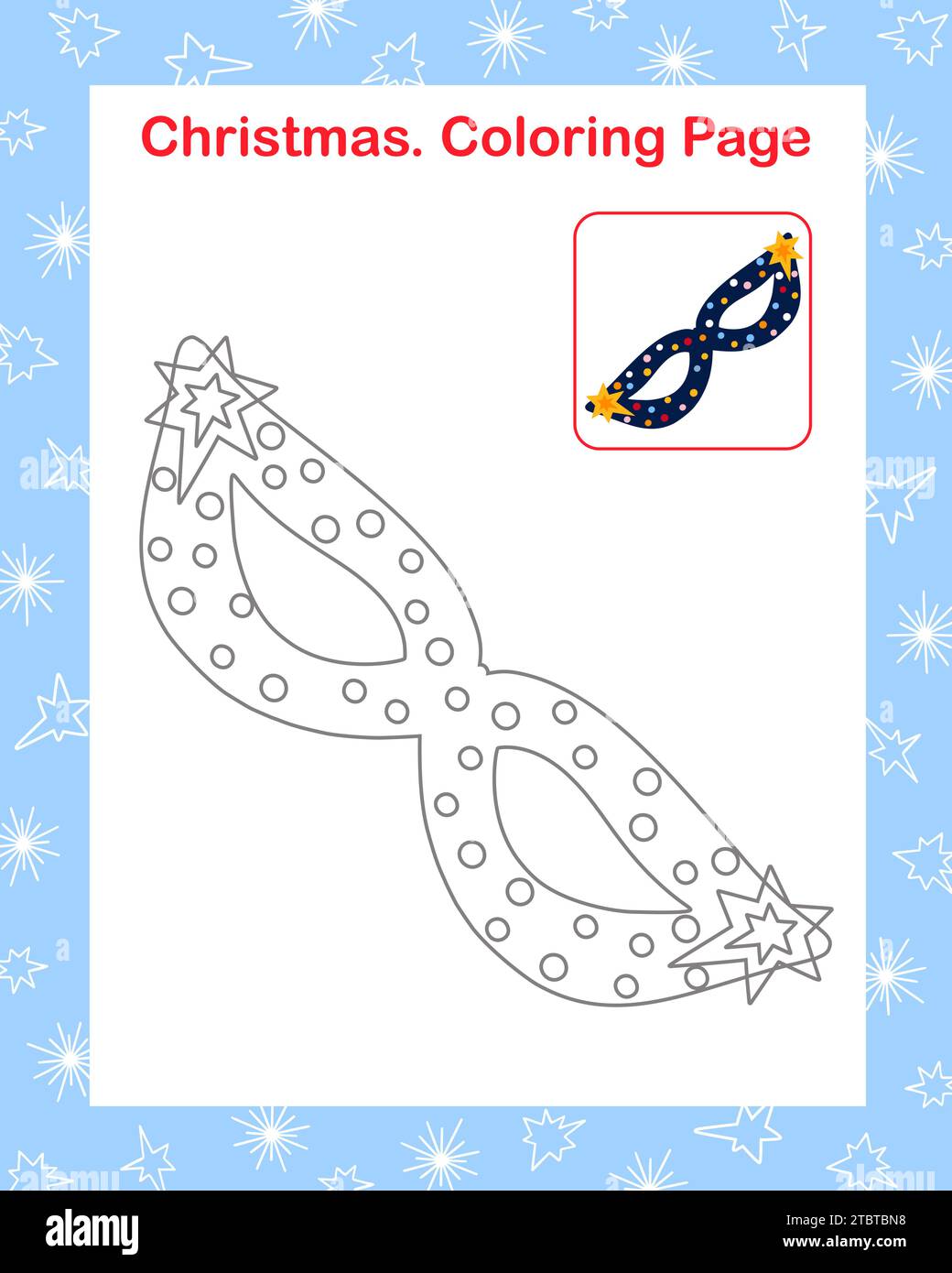 Holiday carnival mask simple outline cartoon coloring page vector ...