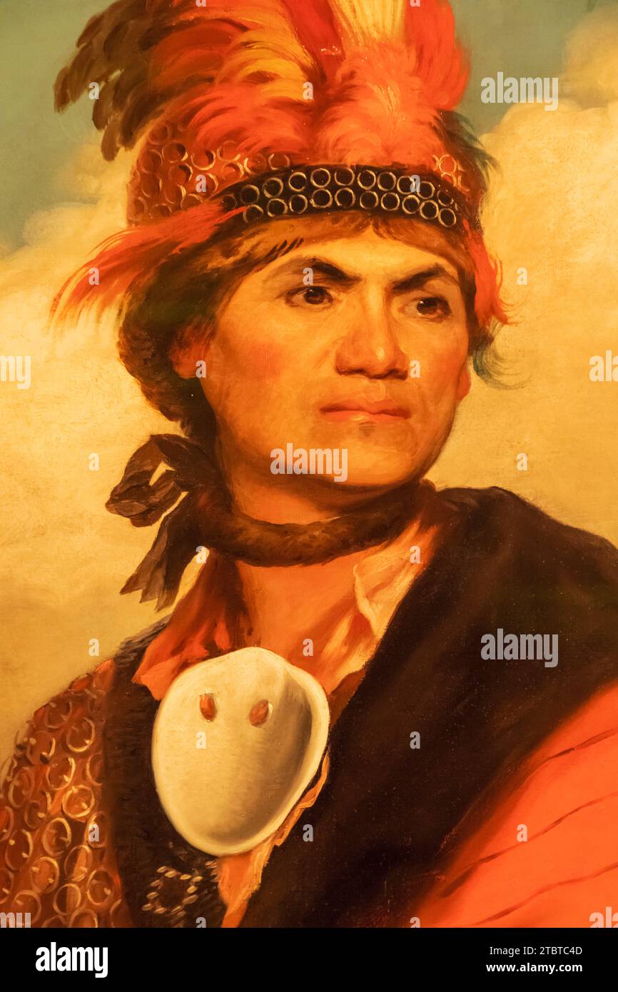 Portrait of the American Mohawk Warrior Thayendanegea aka Joseph Brant (1743-1807) by Unknown Artist dated after 1789 Stock Photo