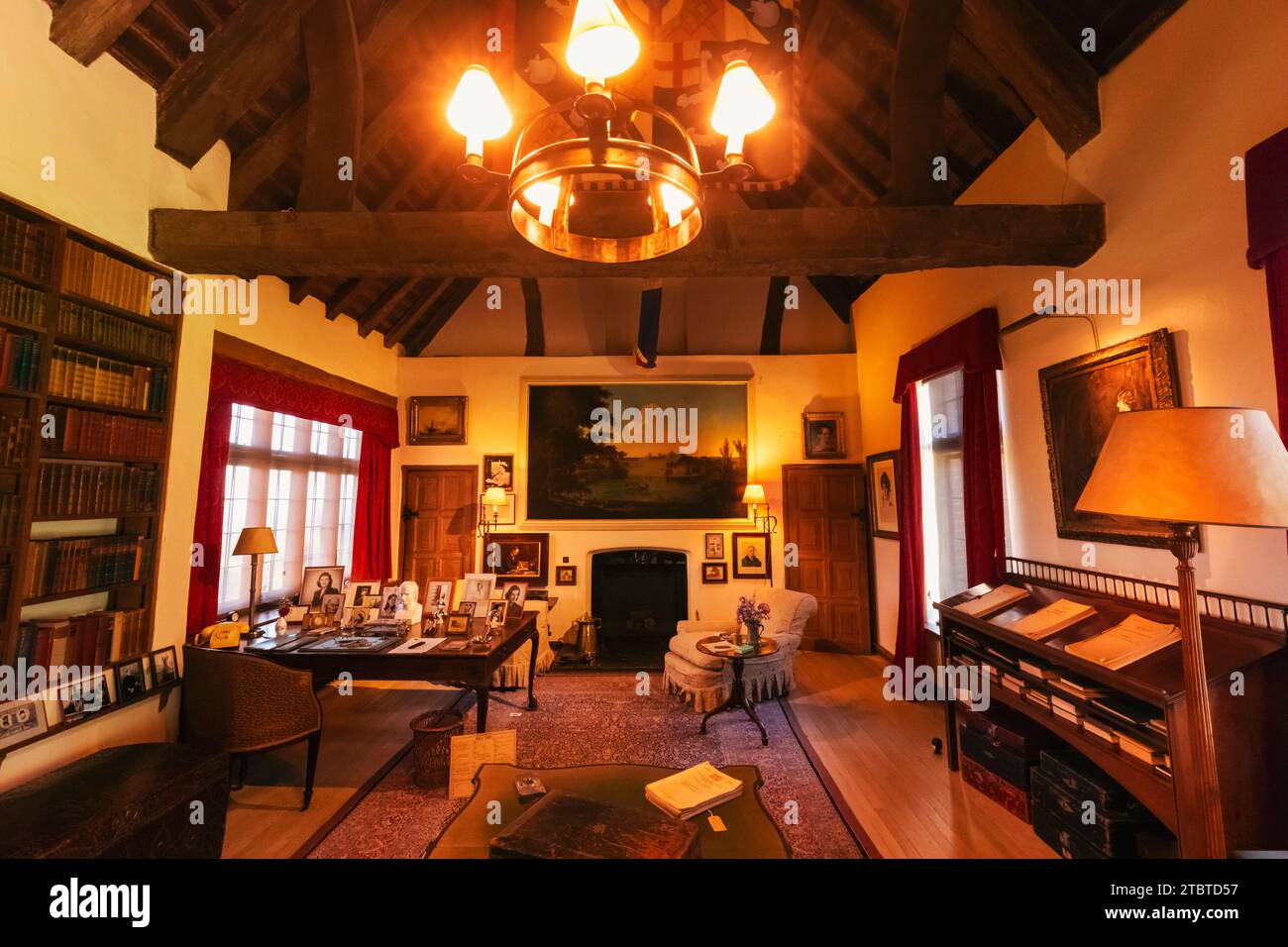 England, Kent, Westerham, Chartwell, Winston Churchill's Home, The Study Stock Photo