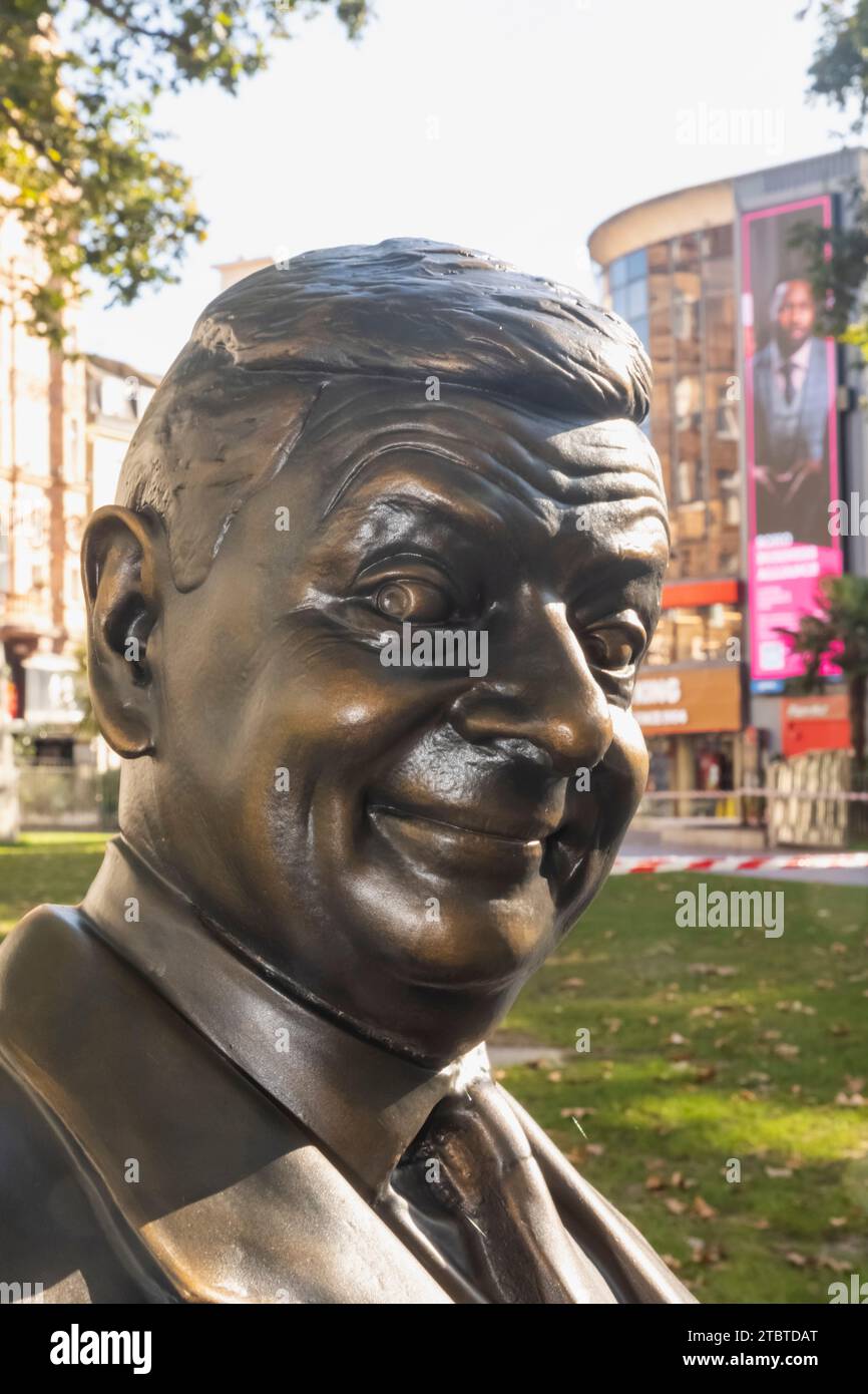 England, London, Leicester Square, Statue of Rowan Atkinson aka Mr.Bean Stock Photo