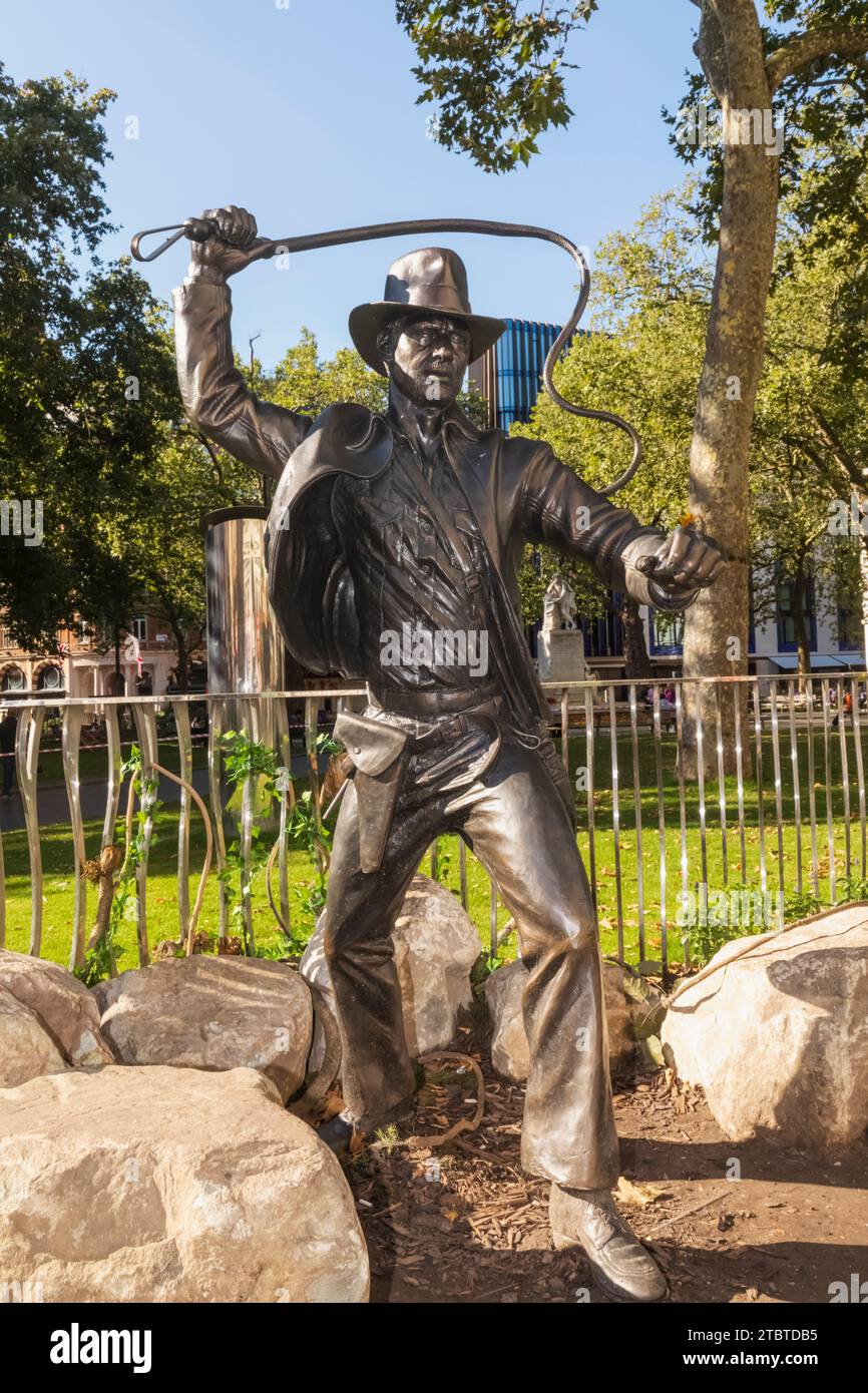England, London, Leicester Square, Statue of Harrison Ford aka Indiana Jones Stock Photo