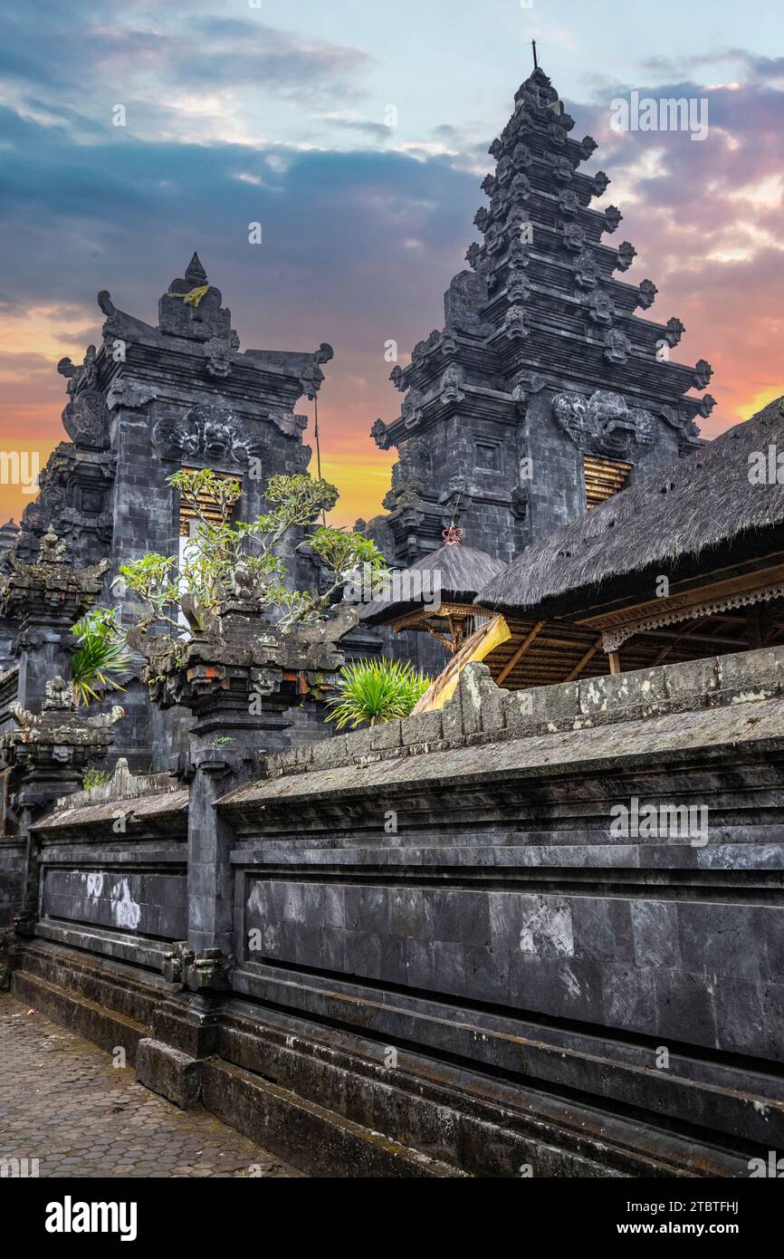 The Besakih Temple on the Agung volcano, the holiest and most important temple in the Hindu faith in Bali, is also known as the Mother Temple, a great historical building with a lot of history Stock Photo