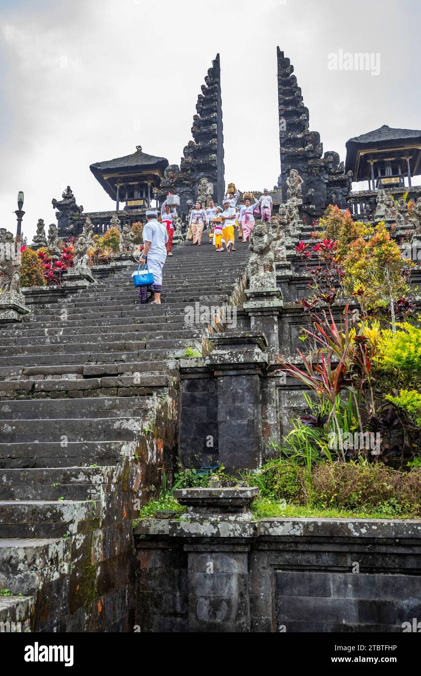 The Besakih Temple on the Agung volcano, the holiest and most important temple in the Hindu faith in Bali, is also known as the Mother Temple, a great historical building with a lot of history Stock Photo