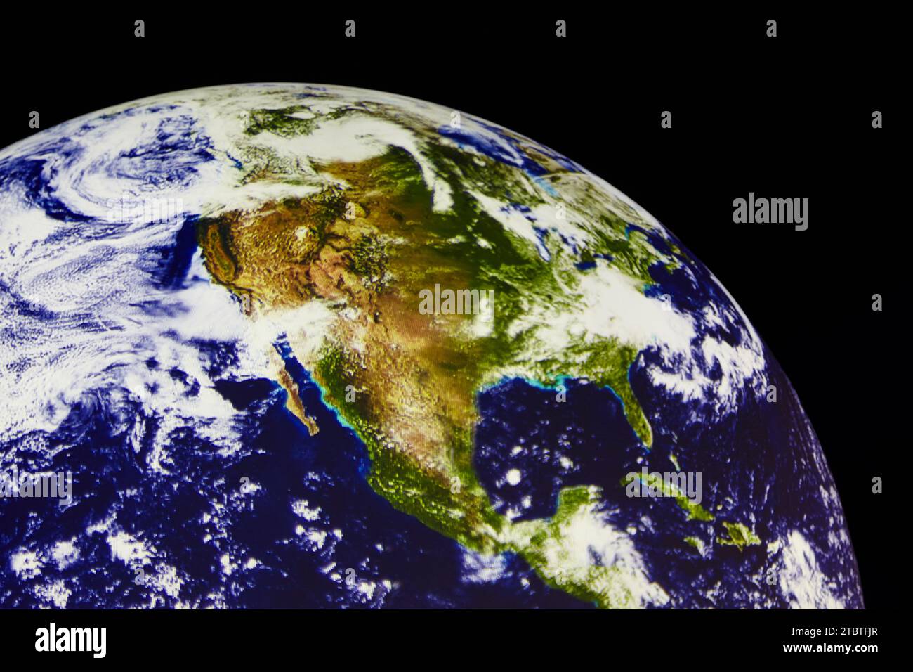 Aerial View of Earth from Space Highlighting North America Stock Photo