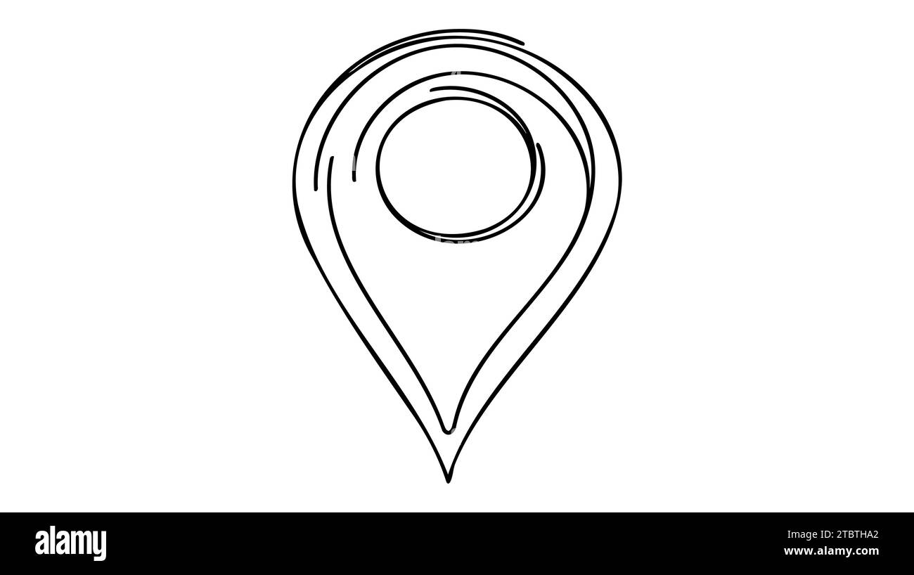 Location pointer continuous one line drawing. GPS navigation line route ...