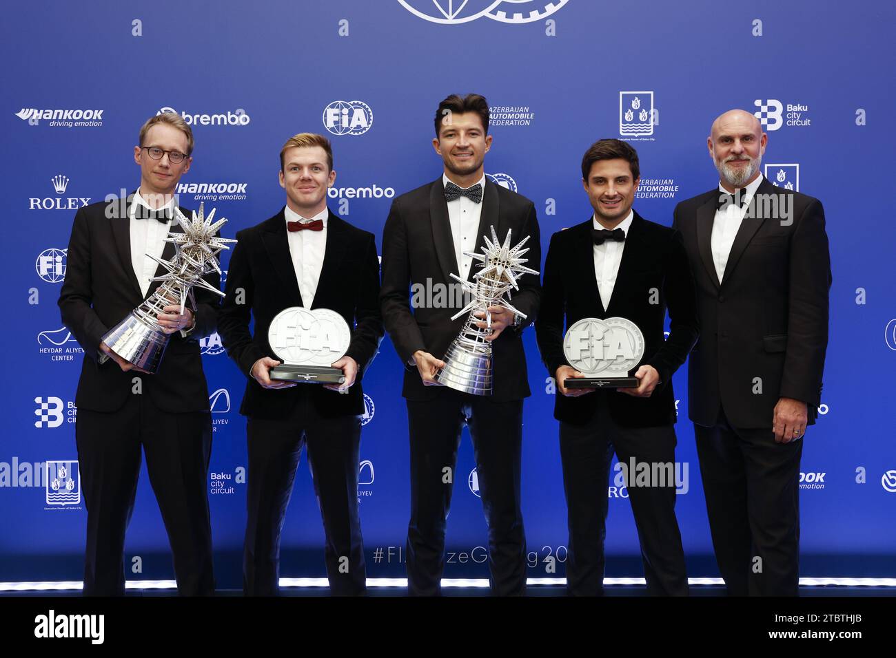 FILIPPI Sylvain, ABB FIA Formula E World Championship - Manufacturer Champion, portrait CASSIDY Nick, ABB FIA Formula E World Championship - 2nd Place, portrait EVANS Mitch, ABB FIA Formula E World Championship - 3rd Place, portrait DENNIS Jake, ABB FIA Formula E World Championship - Champion, portrait JEF DODDS during the 2023 FIA Prize Giving Ceremony in Baky on December 8, 2023 at Baku Convention Center in Baku, Azerbaijan Credit: Independent Photo Agency/Alamy Live News Stock Photo