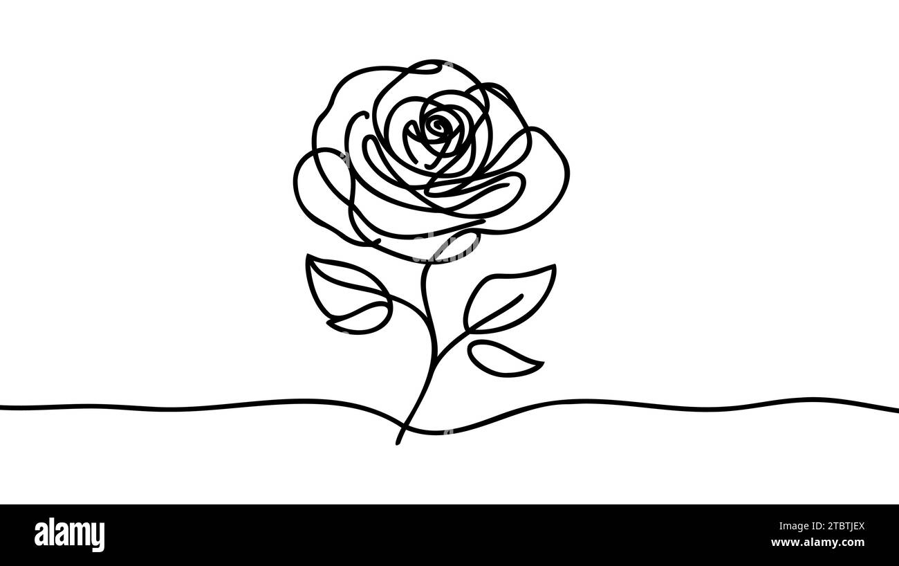 Rose flower icon. Continuous one line drawing. Vector illustration ...