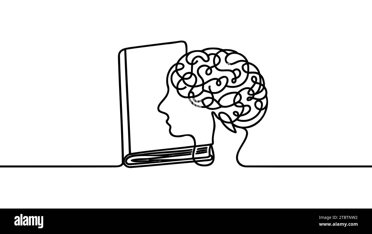 Gain knowledge from books continuous line drawing of Open book lying