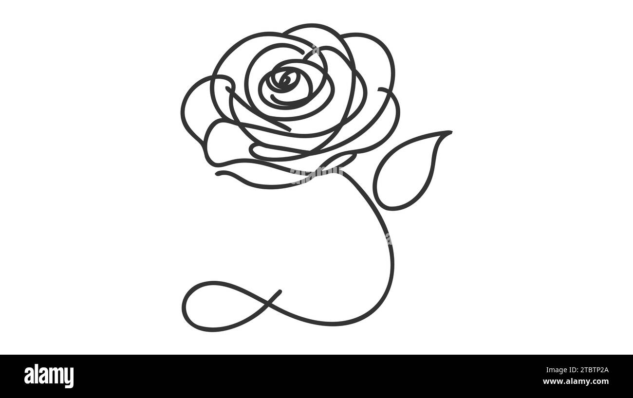 Rose flower icon. Continuous one line drawing. Vector illustration ...