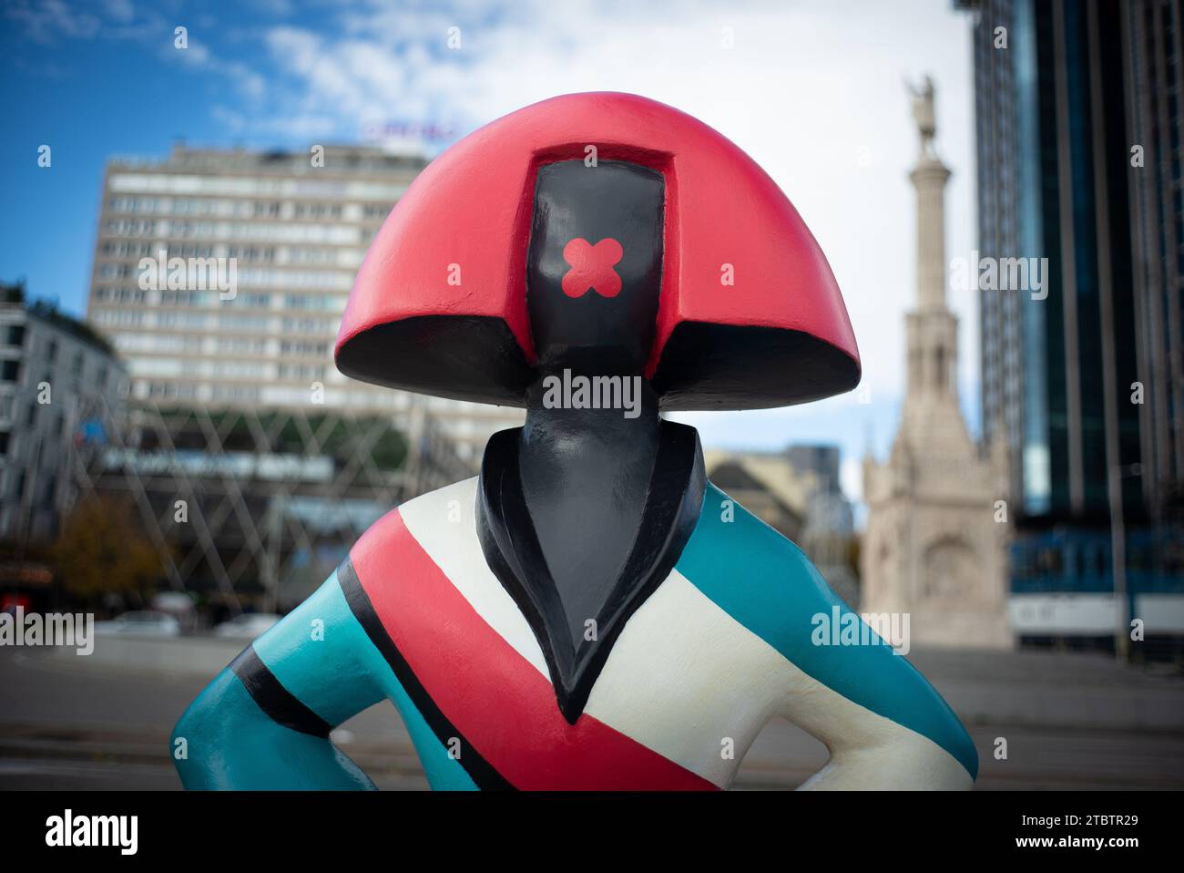 View of a sculpture in the shape of the figures of the painter Velázquez Las Menina is exhibition during the Meninas Madrid Gallery exhibition. Decemb Stock Photo