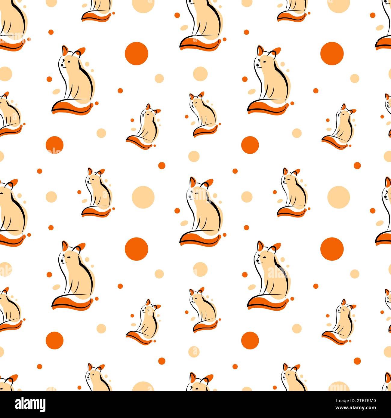 Seamless pattern with foxes Stock Vector