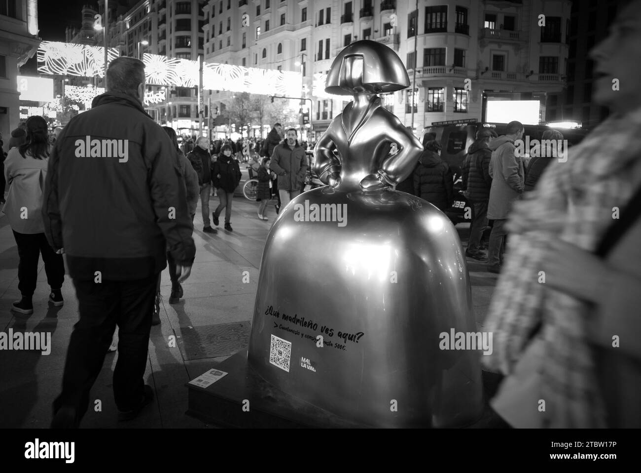 Madrid, Spain. 08th Dec, 2023. View of a sculpture in the shape of the