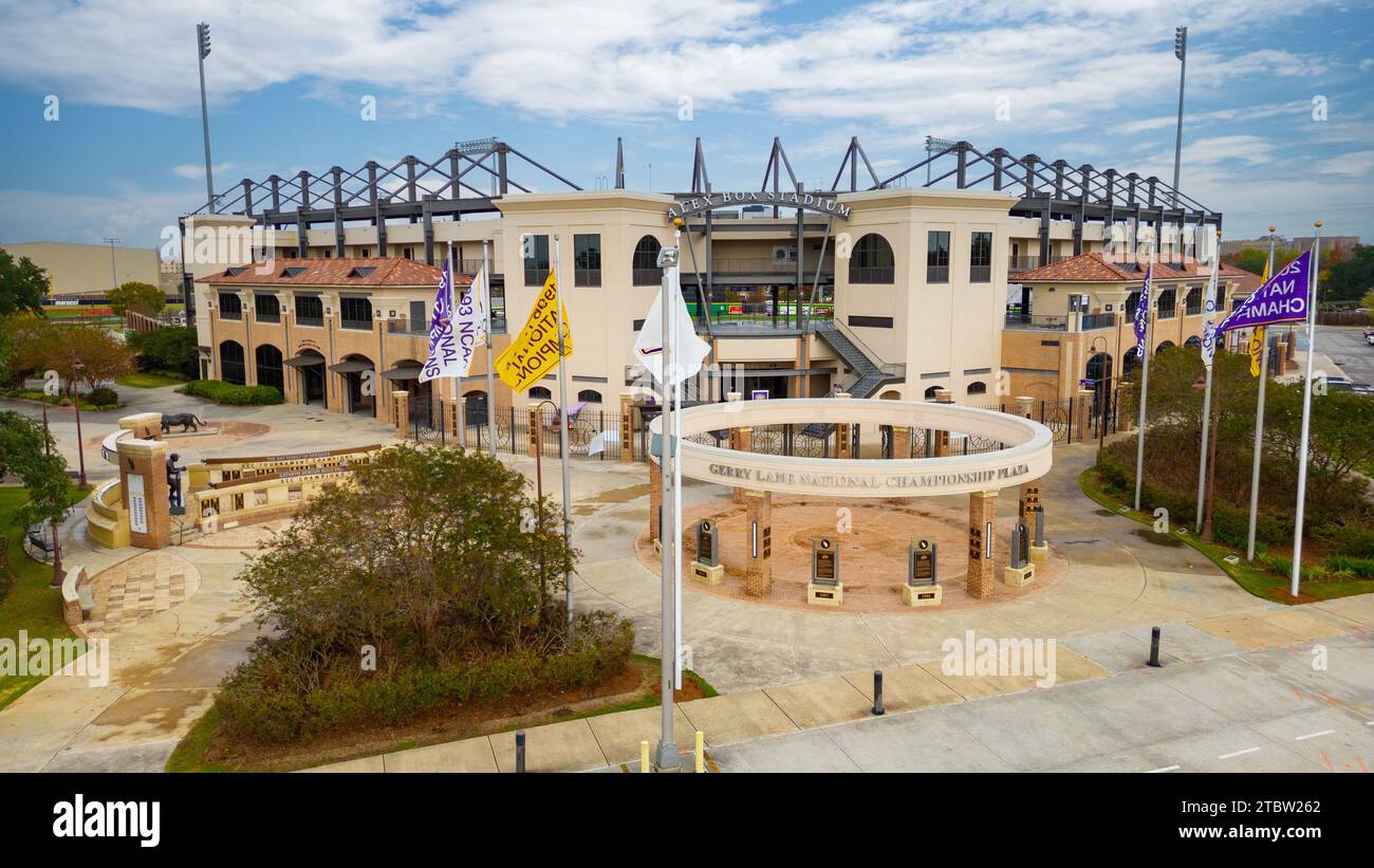 Baton Rouge, LA - December 1, 2023: Alex Box Stadium and Championship Plaza are home to LSU Baseball Stock Photo