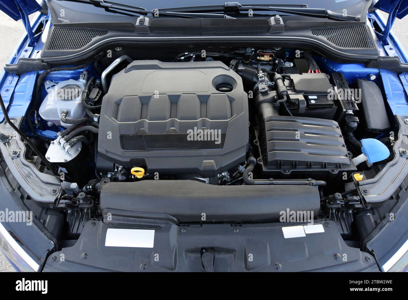Close up of car engine, studio shot Stock Photo
