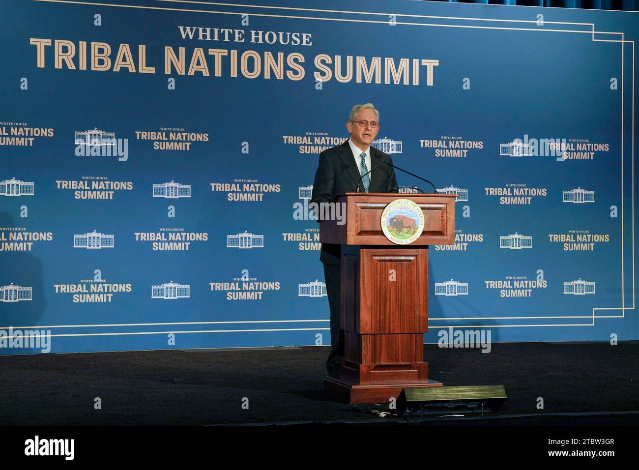 Washington, United States Of America. 07th Dec, 2023. Washington, United States of America. 07 December, 2023. U.S Attorney General Merrick Garland delivers remarks to the White House Tribal Nations Summit at the Department of the Interior headquarters, December 7, 2023 in Washington, DC Credit: Interior Department Photo/US Department of Interior/Alamy Live News Stock Photo