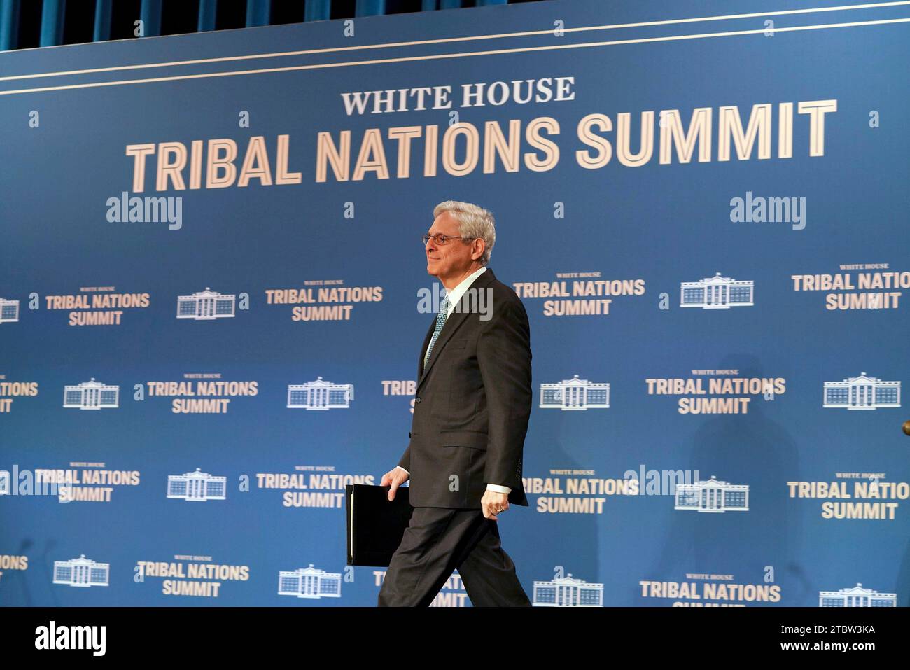 Washington, United States Of America. 07th Dec, 2023. Washington, United States of America. 07 December, 2023. U.S Attorney General Merrick Garland walks on stage to deliver remarks to the White House Tribal Nations Summit at the Department of the Interior headquarters, December 7, 2023 in Washington, DC Credit: Interior Department Photo/US Department of Interior/Alamy Live News Stock Photo