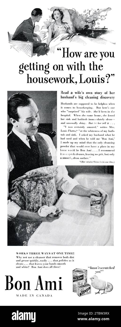 1939 Canadian advertisement for Bon Ami household cleaning powder. Stock Photo
