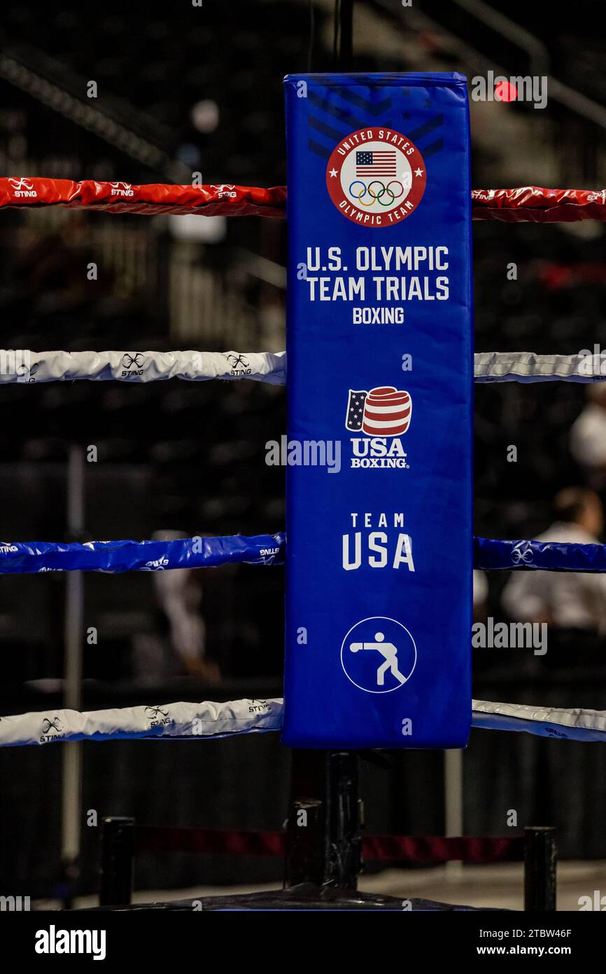 Olympic Boxing Trials, Thursday, Dec. 7, 2023, in Lafayette, Louisiana. (Kirk Meche/Image of Sport) Stock Photo