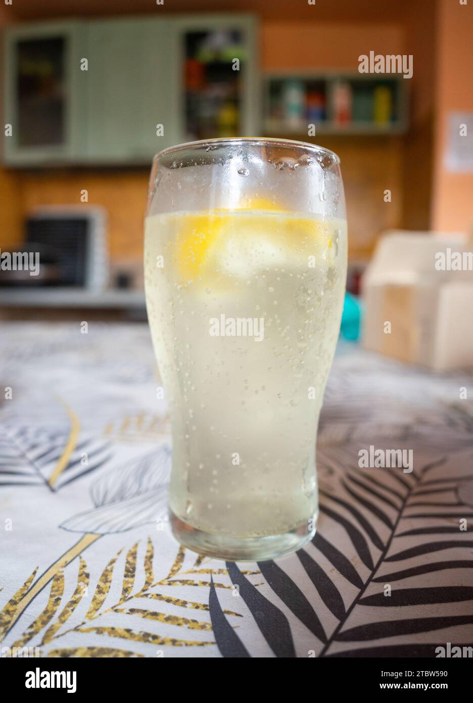 glass of soda with lemon (gancia) Stock Photo