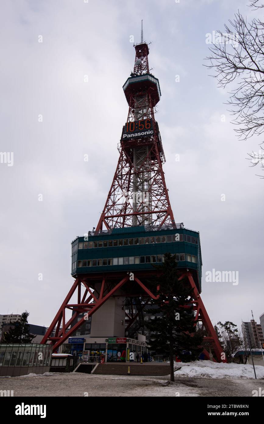 Sapporo Hokkaido, Japan - 25 February 2019 Beautiful architecture building of Sapporo Tv in Sapporo city Hokkaido Japan in snow winter season Stock Photo