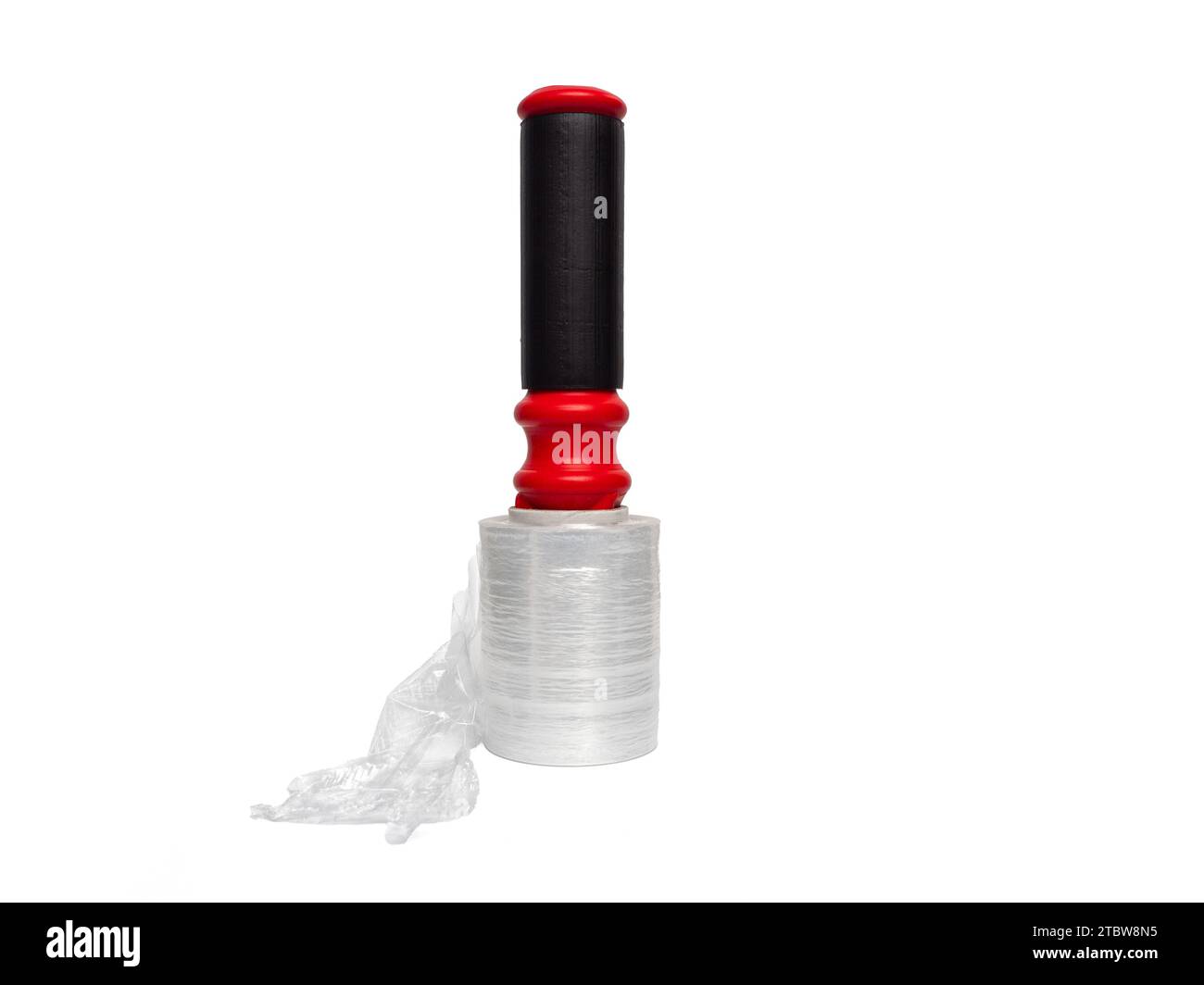 Cellophane dispenser for packaging. Cellophane for packaging cardboard boxes isolated on a white