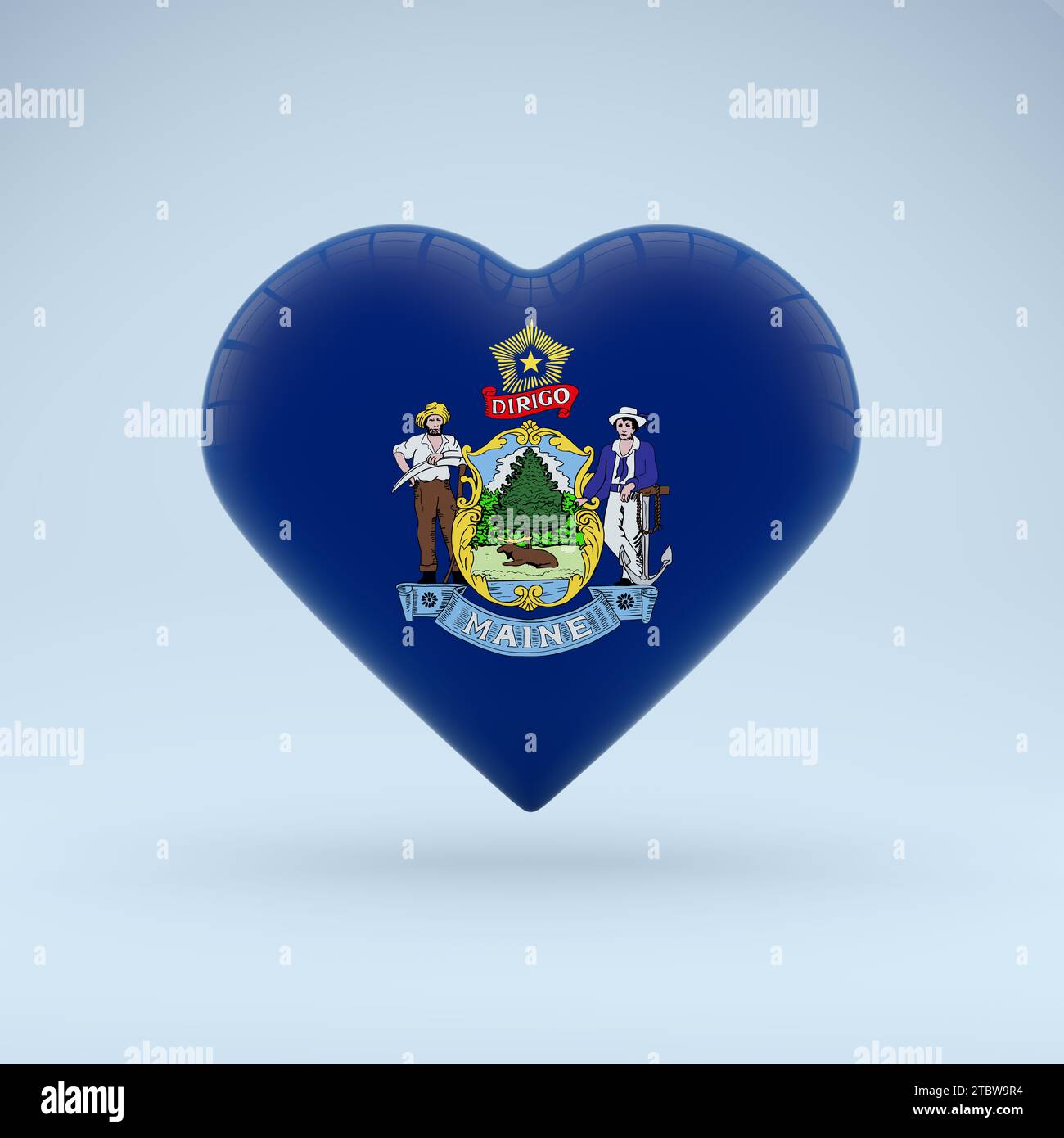 Love Maine state symbol. Heart flag icon Stock Photo - Alamy