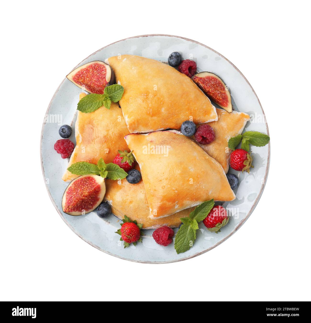 Picard Samosas Fruits Rouges Delicious samosas with figs and berries isolated on white, top view ...
