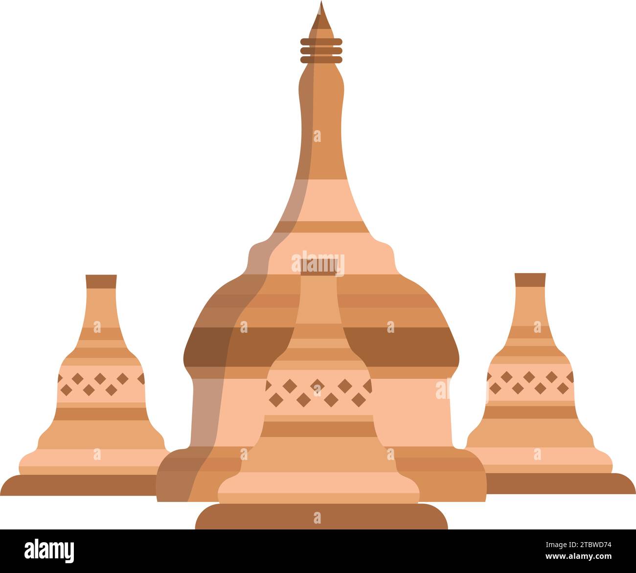 myanmar bagan temple illustration vector isolated Stock Vector