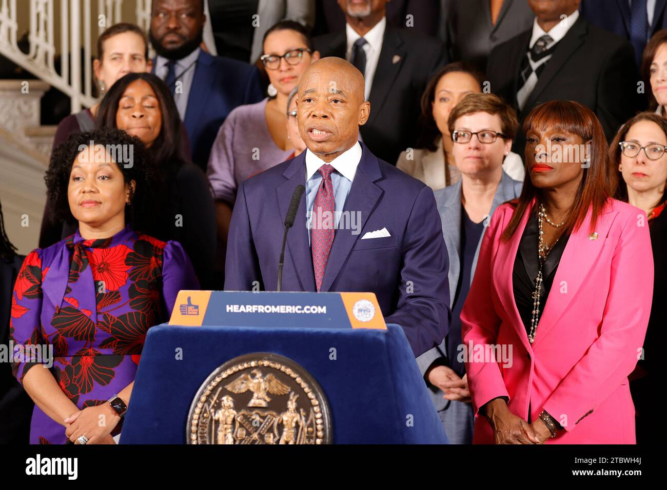 Ny, USA. 8th Dec, 2023. City Hall, New York, USA, December 08, 2023 - Mayor Eric Adams announces the appointment of Lynelle Maginley-Liddie as the 38th commissioner of the New York City Department of Correction (DOC). Photo: Luiz Rampelotto/EuropaNewswire.Editorial Use Only (Credit Image: © Luiz Rampelotto/ZUMA Press Wire) EDITORIAL USAGE ONLY! Not for Commercial USAGE! Credit: ZUMA Press, Inc./Alamy Live News Stock Photo