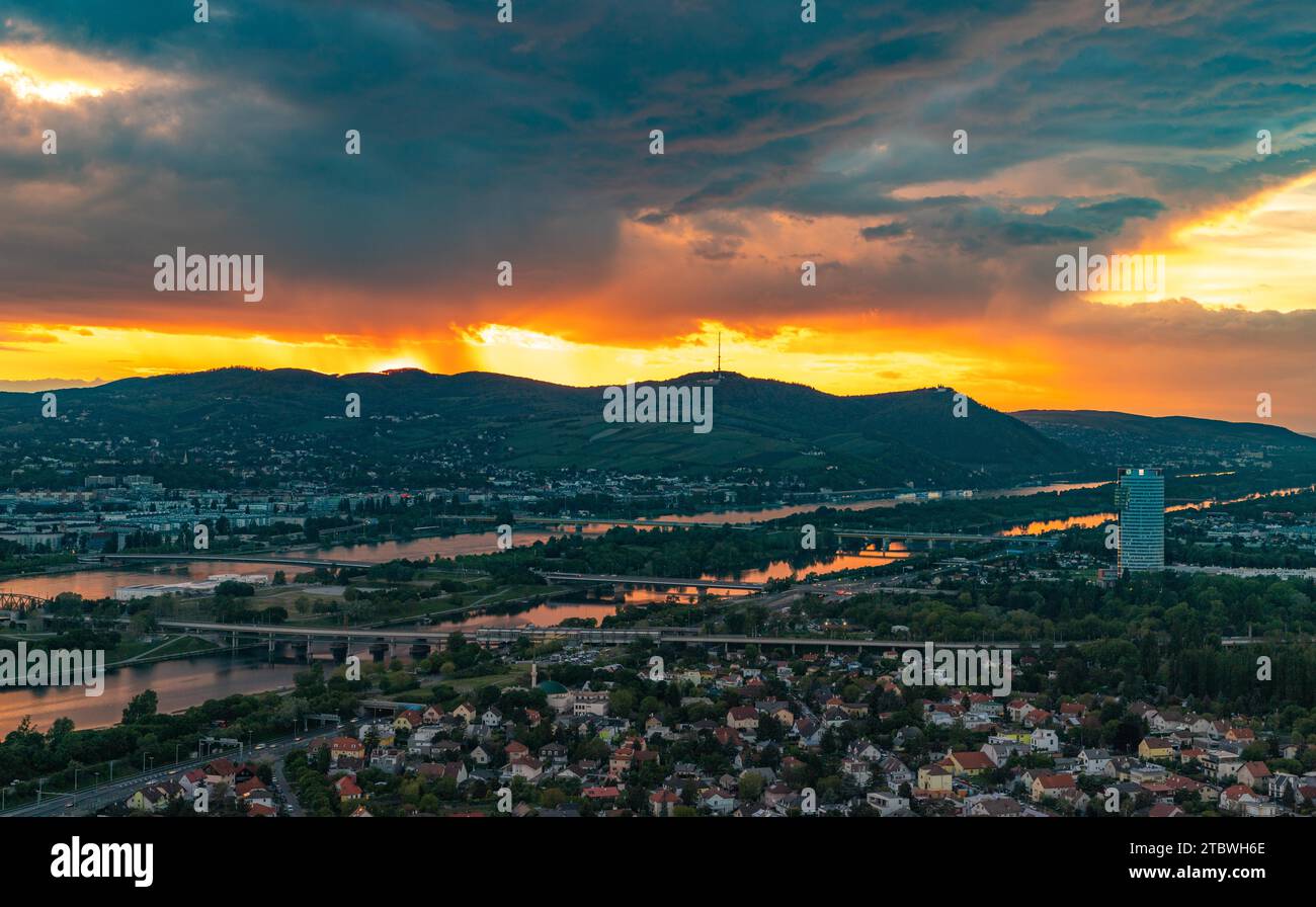 A picture of the north side of Vienna during a dramatic sunset Stock ...