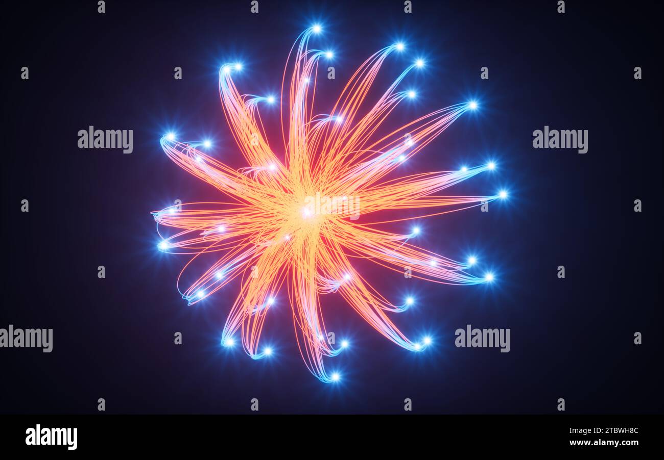 Hanigng Line Glowing neon hanging lines, 3d rendering. 3D illustration Stock Photo ...