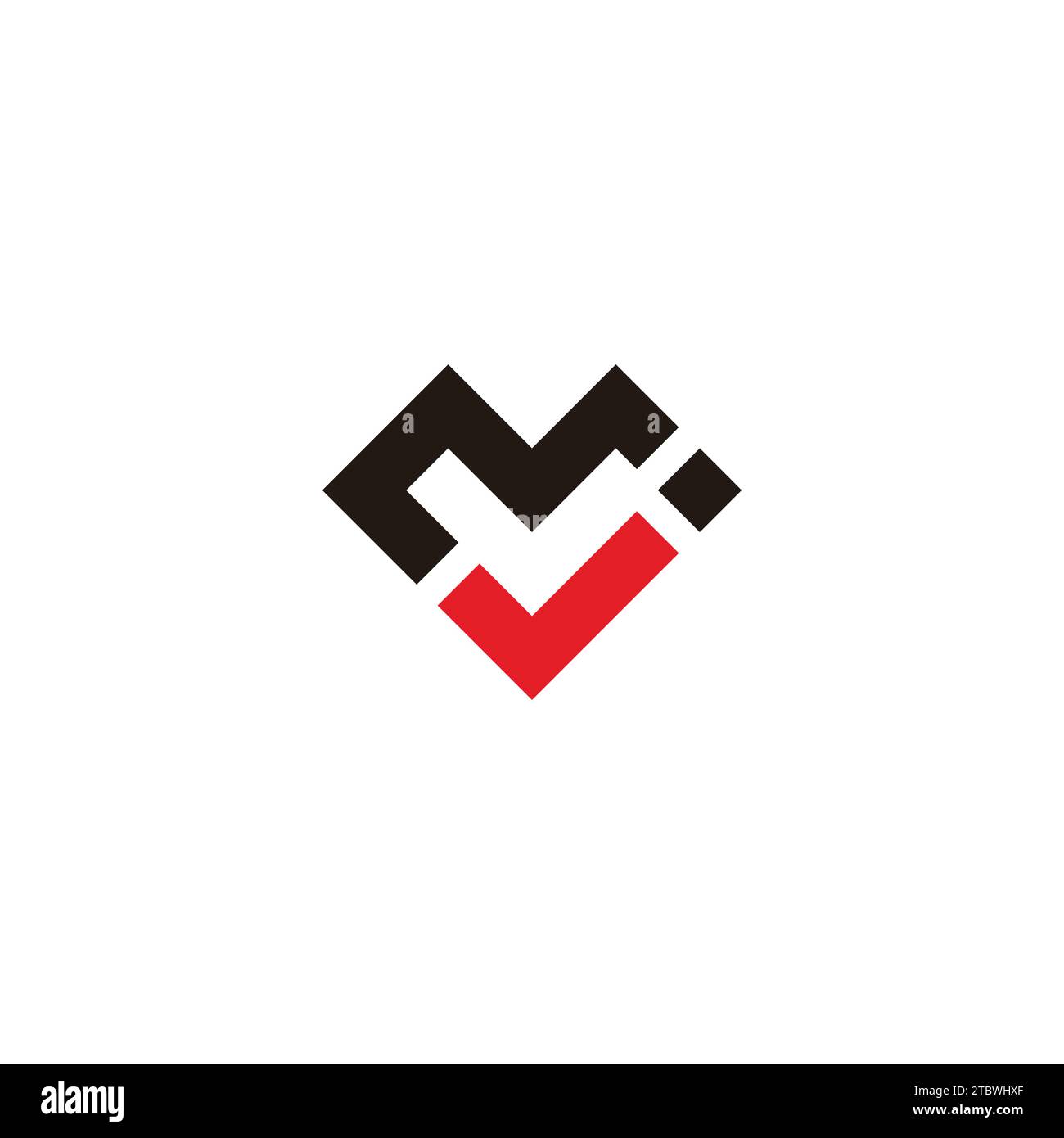 letter mj check mark simple geometric logo vector Stock Vector