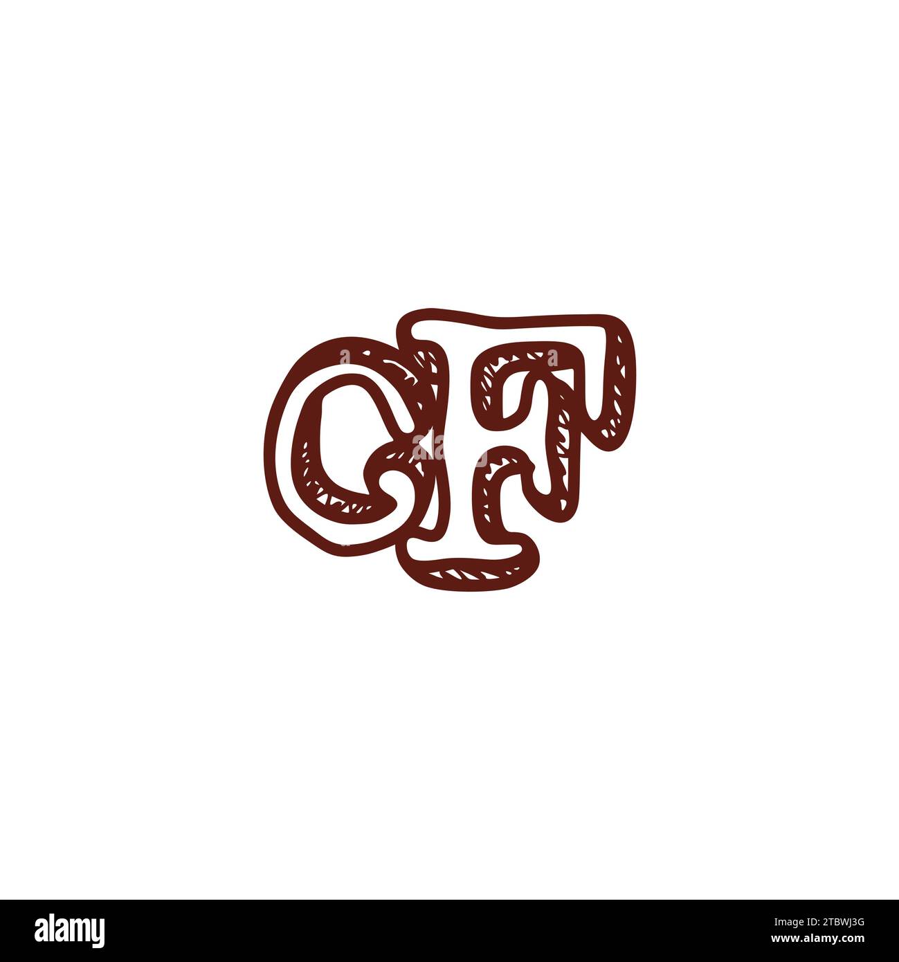 letter cf vintage brush linked font logo vector Stock Vector