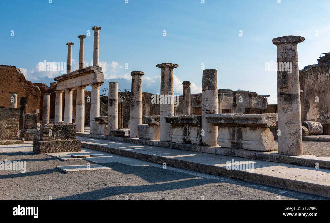 A picture of some of the column ruins of Pompeii Stock Photo