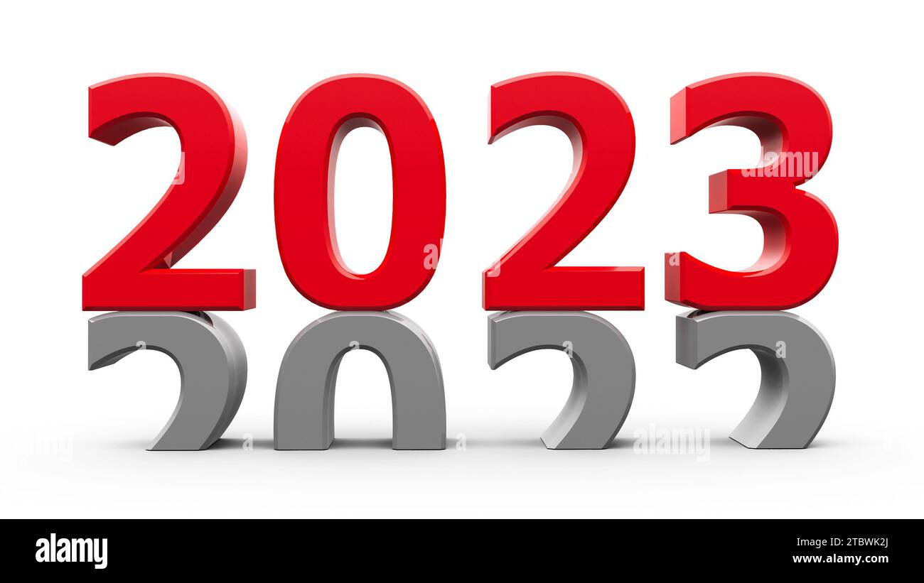 2022-2023 change represents the new year 2023, three-dimensional rendering, 3D illustration Stock Photo
