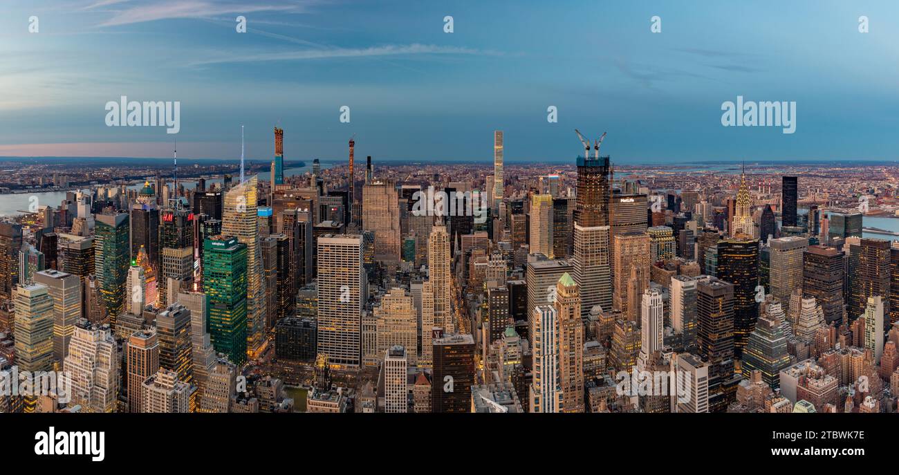 A panorama picture of the skyscrapers at central Manhattan Stock Photo