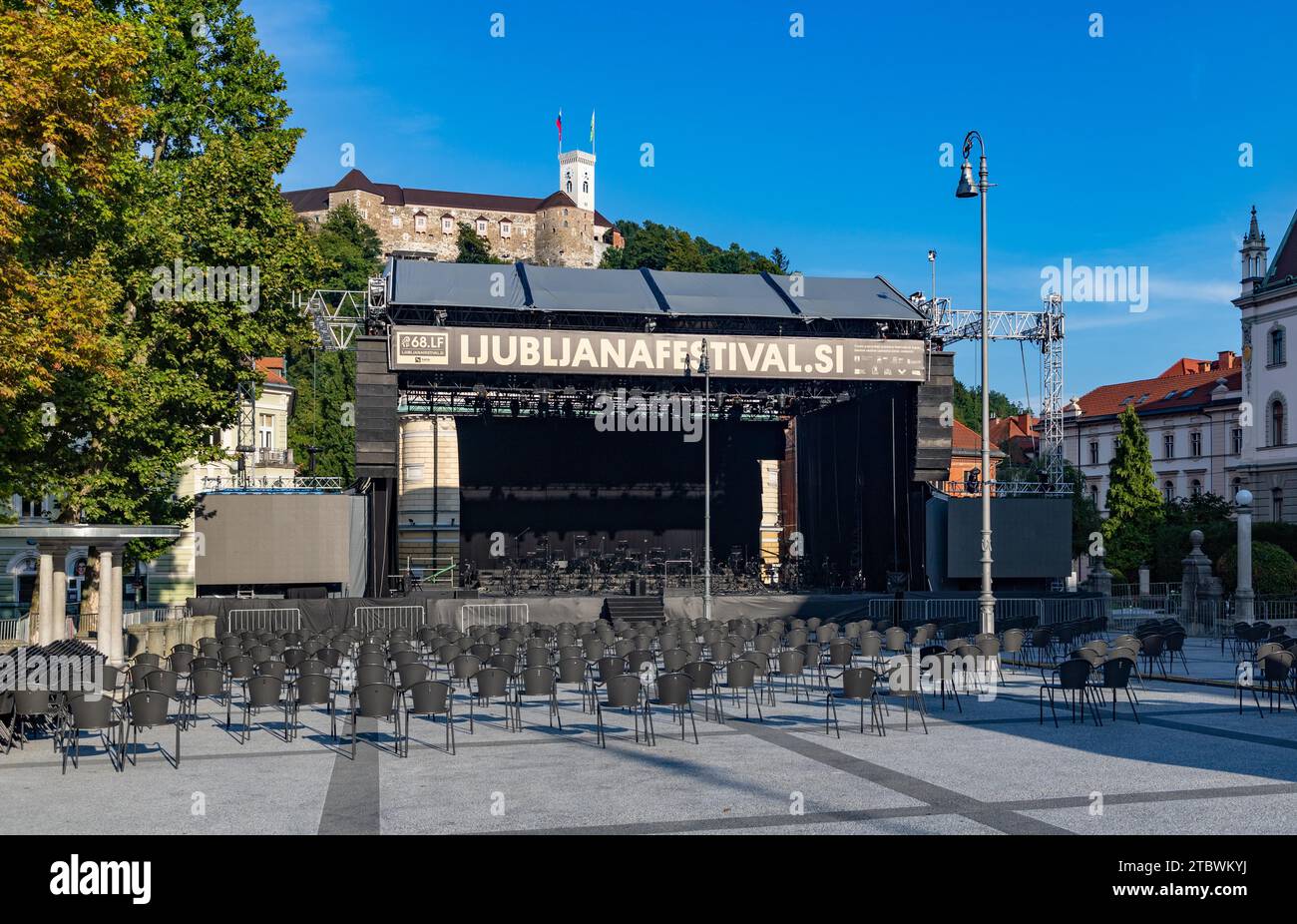 A picture of a stage at the Congress Square for the Ljubljana Festival Stock Photo