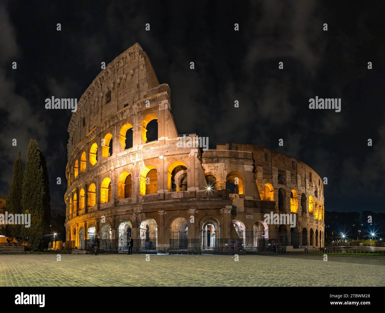 A picture of the Colosseum at night Stock Photo