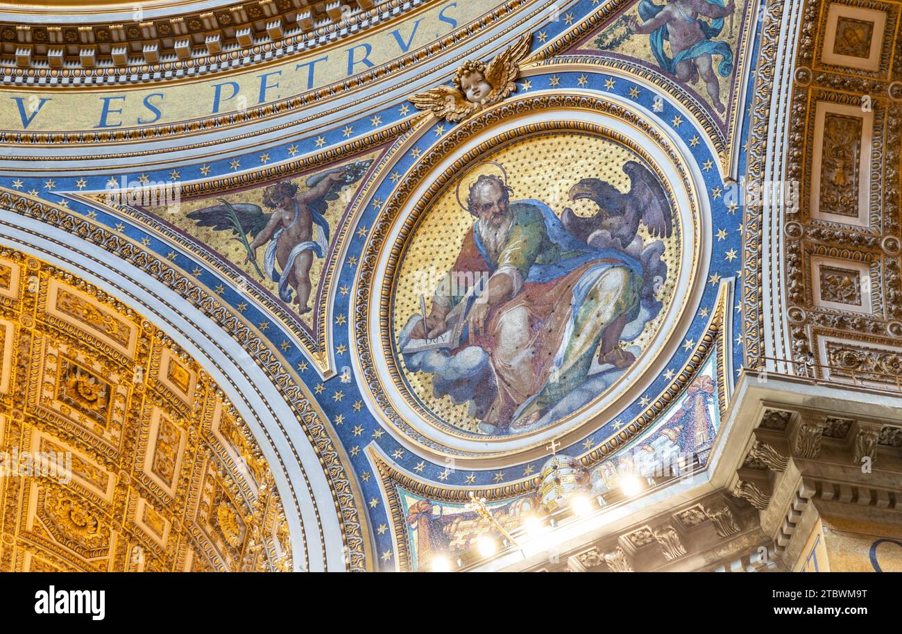 A picture of one of the frescoes inside the St. Peter's Basilica Stock Photo