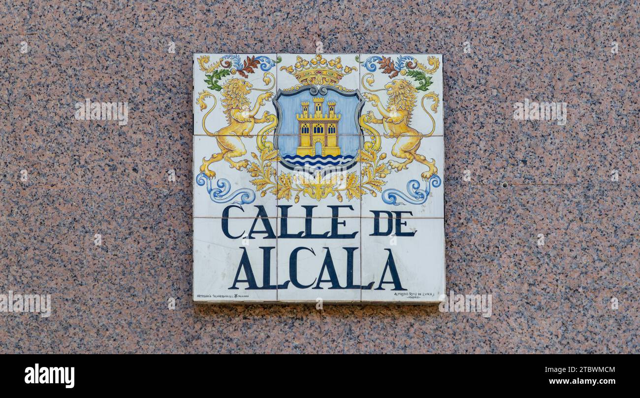 A picture of the Calle de Alcala street sign Stock Photo