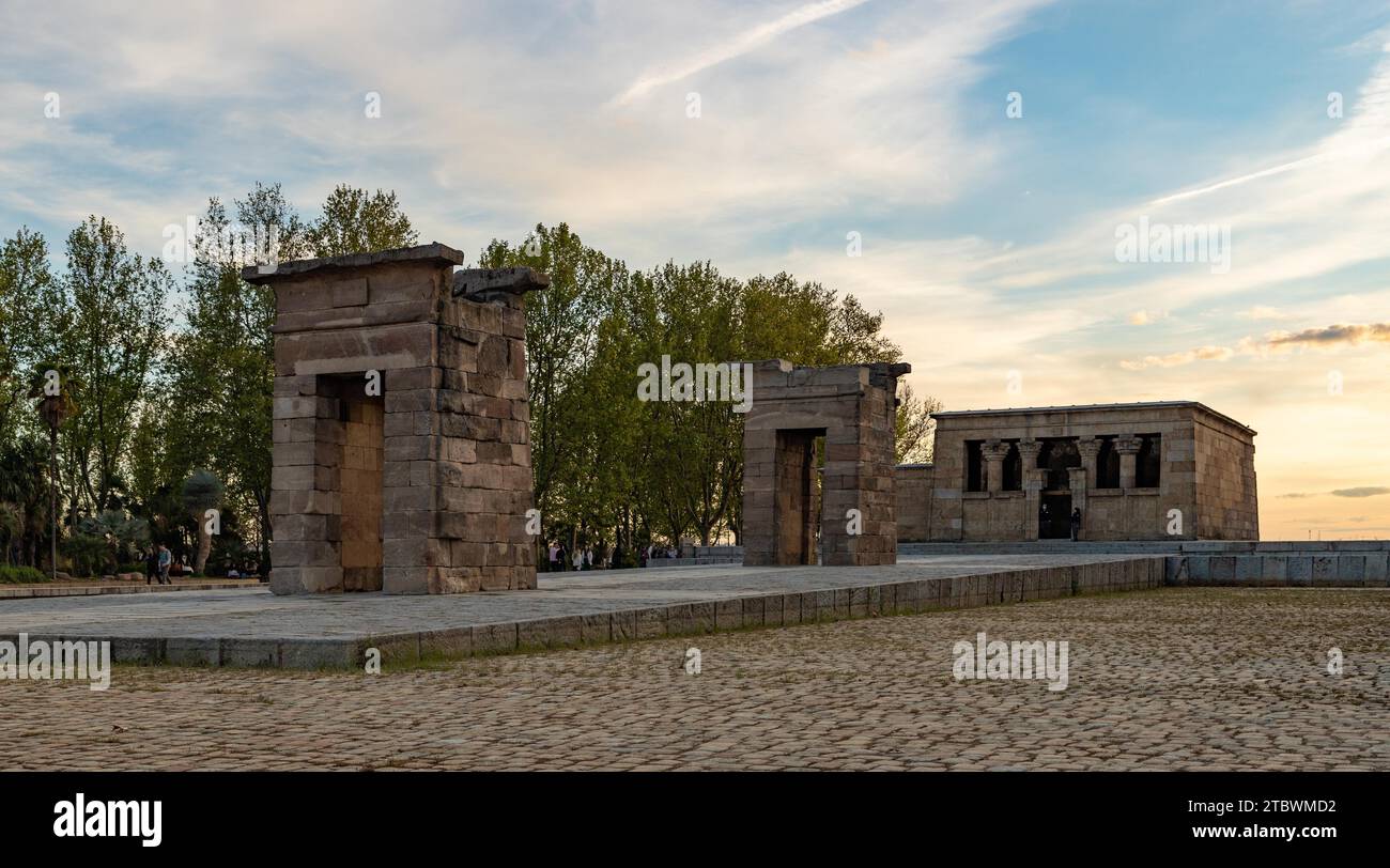 A picture of the Temple of Debod at sunset Stock Photo
