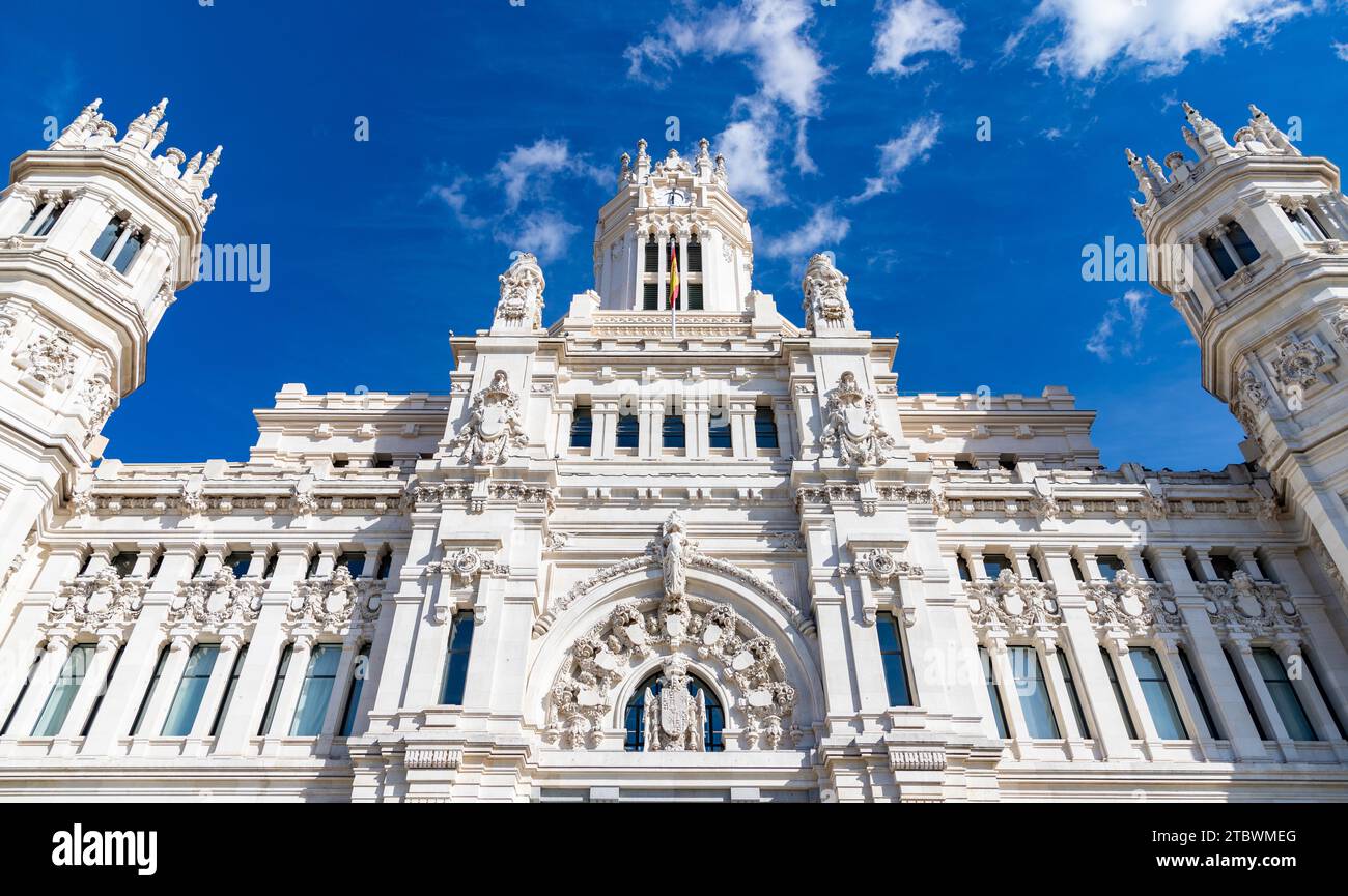 A picture of the upper section of the Cibeles Palace Stock Photo