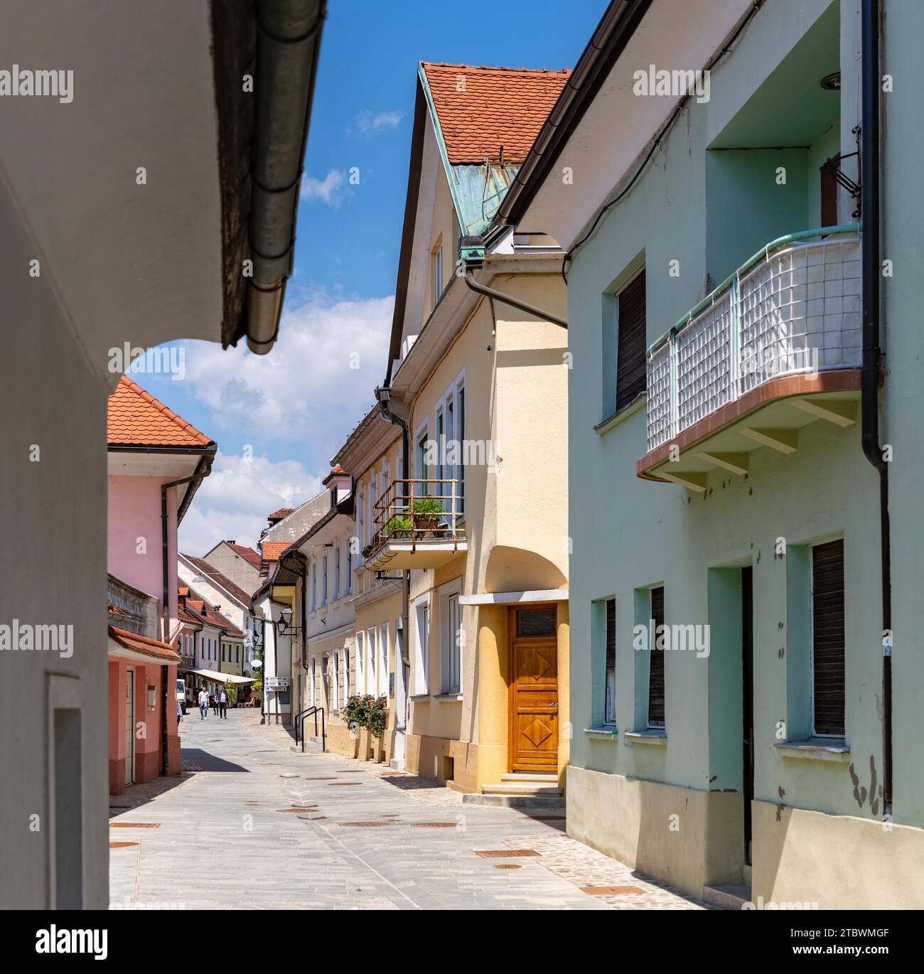 A picture of a narrow and quaint street in Kranj Stock Photo